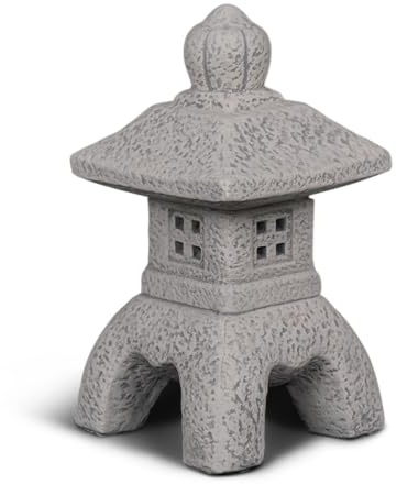 gartendekoparadies.de Lanterna in pietra giapponese Oki-Gata, altezza 35 cm, grigio, decorazione da giardino in cemento bianco