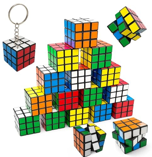 Kelav Miniatura Cubo Magico Portachiavi, 20 Pezzi Mini Cubi Puzzle 3x3, Portachiavi Puzzle Speed Cube, Regalo per Bambini Adolescenti Adulti