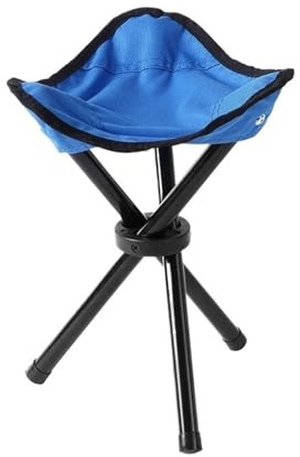 ZGHQHCDRH Taburete Plegable portátil de Tres Patas, pequeño Taburete Plegable con Almacenamiento de Cierre Adhesivo for Colas de Pesca y Camping(Blue)