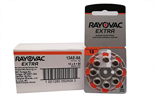 80 Rayovac Extra Mercury Free Hearing Aid Batteries Size 13 (80 BATTERIES)