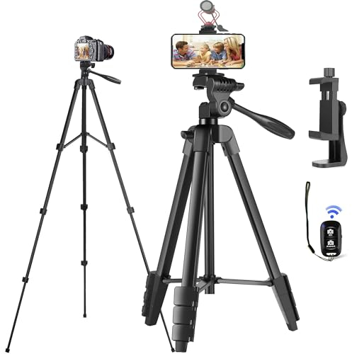 Handy Stativ für Smartphone, 144,8 cm (57 Zoll) handystativhalter, mit Fernauslöser für Smartphone, iPhone, DSLR-Kamera, GoPro, Live-Streaming, Belastung von 3 kg
