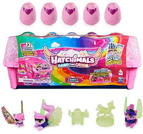 Hatchimals Rainbowcation Eierkarton mit Wolf-Familie, Spielset mit 10 CollEGGtibles-Figuren und 2 Zubehörteilen, Kinderspielzeug für Mädchen ab 5 Jahren