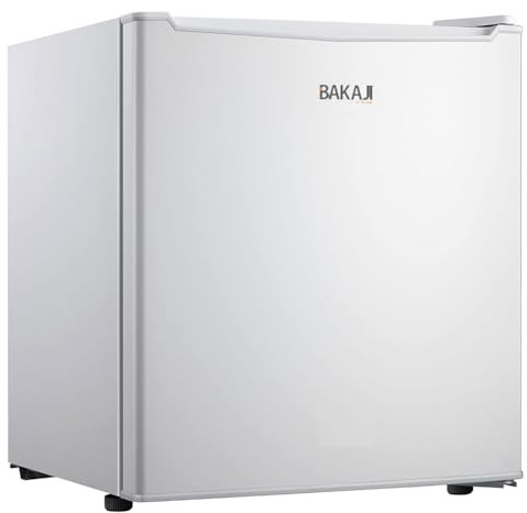 BAKAJI Frigo Bar Mini Stile Moderno Frigorifero con Freezer Termoelettrico Silenzioso con Scomparto Regolabile Capacita' 45 LT Hotel Casa Ufficio Studio Dimensione 49x44x49 cm Colore Bianco