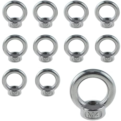 16 Piezas M4 Tuerca de Anillo,304 Acero Inoxidable Tuerca de Ojo,Tuerca de Anilla de Elevación, Rosca de Anillo de Hembra Para Conectar Cables o Cuerdas, para levantar la Tuerca Anular Para