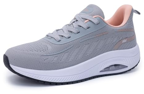 GANNOU Scarpe Ortopediche Donna Scarpe da Camminata Sneakers Comode Ammortizzate per Fascite Plantare Spina Calcaneare e Tallonite Grigio Rosa 40