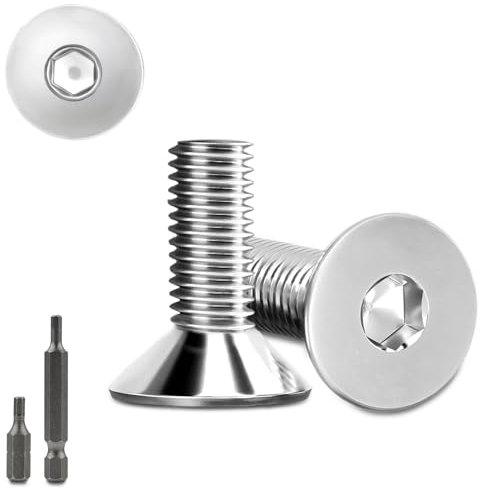 150 Stk Senkkopfschrauben M5x12mm Edelstahl Innensechskant M5 Edelstahlschrauben DIN 7991/ISO 10642 Senkkopf Schrauben Steckdose Gewindeschrauben Senkschraube mit 2 Stk Sechskant Schrauberkopf(Silber)