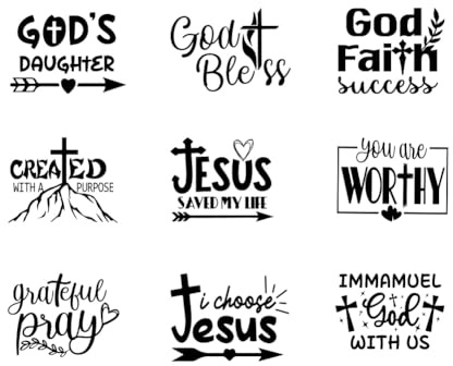 SUPERDANT 12 pegatinas de transferencia de calor de Jesús para ropa de bolsillo de vinilo para transferencia de calor para manualidades, ropa, decoración de letras, planchado, Biblia