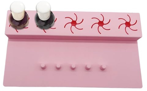 Tapis Organisateur pour Vernis à Ongles, Coussin à Main en Silicone 2 en 1 Coussin de Repos avec séparateurs, Support de Bouteille pour pédicure manucure Bricolage,