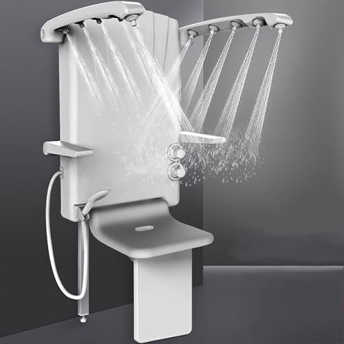 Sistema de ducha de bidé, montaje en pared, brazo de pulverización ajustable, 2 vías de pie, sentado, plegable, con ducha de mano, ideal para ancianos, niños, mujeres embarazadas