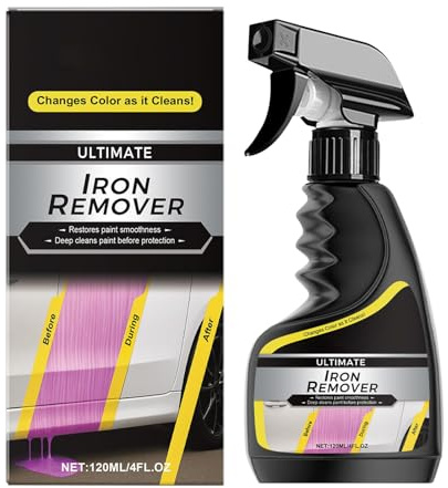 Limpiador De Hierro para Llantas,Removedor De Óxido - Pulidor para Detallado 120ml Limpiador con Protección Antióxido para Llantas, Neumáticos, Cristales, Faros, Cromados Y Motor