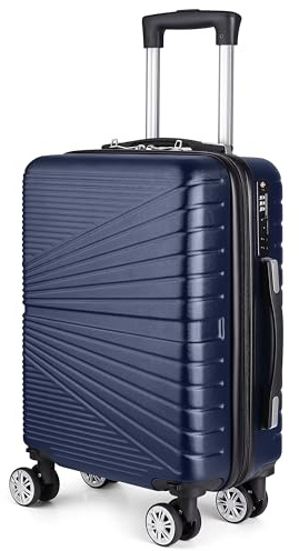 Eco-Lux Essentials Valise de cabine rigide en ABS de 55 cm avec 4 roues rotatives, étui de voyage léger avec serrure approuvée par la TSA, s'adapte à la plupart des compartiments aériens, bleu