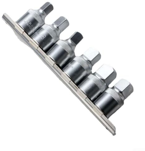 YobiLife Square Drive Oil Drainplug Key Tool Steel Socket Wrench for Automotive Repair Compatible with Standard Ratchet 8 10 12 14mm 3/8 1/2 Inch 6 Piece