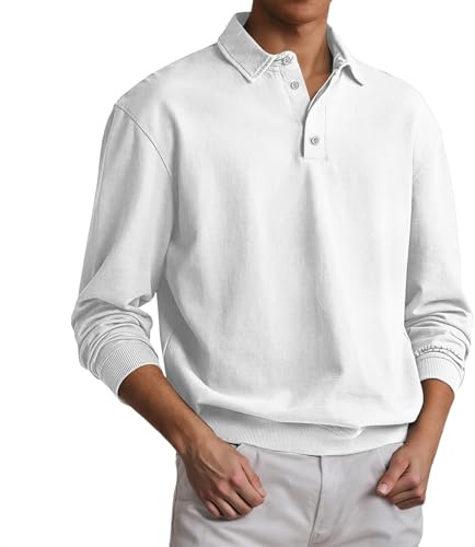 Vhersily Polo da Uomo 2026 A Maniche Lunghe con Colletto A Bottone Funzionale per attività Aperto Maglietta Stagionale Casual Comoda Asciugatura Rapida Leggero Respirante alla Moda per Golf Tennis