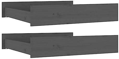 Xolmizyn Set di 2 cassetti sotto il letto, 95 x 103 x 18 cm, in legno di pino massiccio, grigio, letto arrotolabile, per ulteriore spazio in camera da letto
