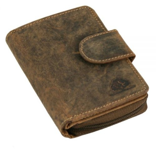 Greenburry VINTAGE Leder - Riegelbörse Damenbörse Portemonnaie Geldbörse - antikbraun