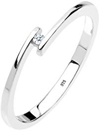Elli DIAMONDS Bague Femme Bague de Fiançailles avec Diamant (0.015 ct.) en Argent Sterling 925