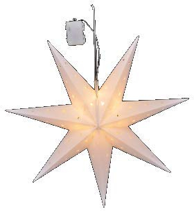 Meinposten Stern Weihnachtsstern 12 LED ? 60cm weiß rot batteriebetrieben innen außen Timer (Weiß)