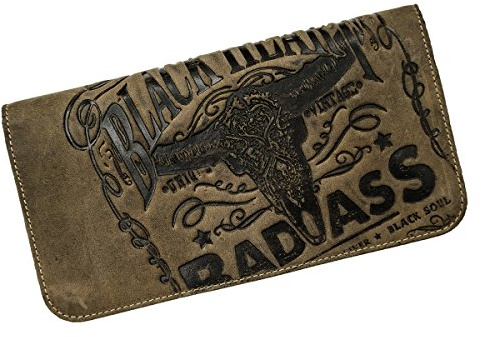 JACK'S INN 54 Black Bourbon - Männer Geldbörse Street in braunem Vintage Leder