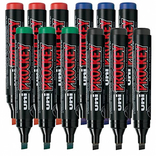 Flipchartmarkör uni PROCKEY, 3-6 mm kil 12er-Pack sortiert