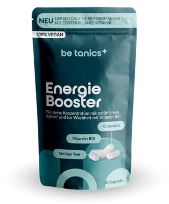 be tanics Energie Booster (60 Kapseln, für die Konzentration, mit Koffein und Vitamin B5, Nahrungsergänzungsmittel) 1010106