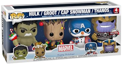Funko Pop! Marvel: Holiday - Hulk, Groot, Captain America Snowman and Thanos - 4PK - Marvel Comics - Vinyl-Sammelfigur - Geschenkidee - Offizielle Handelswaren - Comic Books Fans
