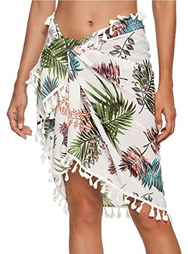 TBSCWYF Donna Spiaggia Wrap Sarong Coprire Gonne Avvolgenti del Costume da Bagno Pareo da Spiaggia Chiffon Copricostumi e Parei per Vacanza Party Beachwear Sarong Mini Pareo da Spiaggia Chiffon