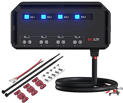 Boîte à fusibles de voiture 12 V avec relais, universel 20 A pour moto/voiture, câblage rapide, porte-fusible 4 voies étanche avec indicateur d'avertissement LED pour moto, camion, bateau, SUV, RV