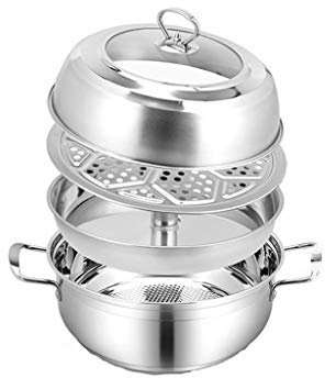 ANSNOW Edelstahl-Dampftopf, Dampftopf, Dampf-Hot-Pot, Koch-Suppentopf, Nicht Perforierter Dampfgarer, Heimsauna-Topf, Seasteaming-Fischtopf/30Cm