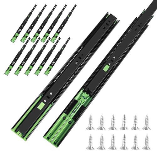 FCOUMY guias correderas para cajones 6 pares (12 piezas), 30 cm Guías para cajones de cierre automático suave, extensión completa con guías con rodamiento de bolas