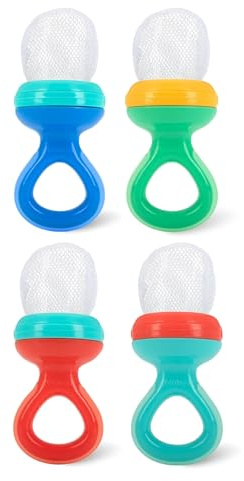 Nuby Nibbler Mesh First Soft Foods Feeder, 4 Count - Blue & Green, Coral & Aqua