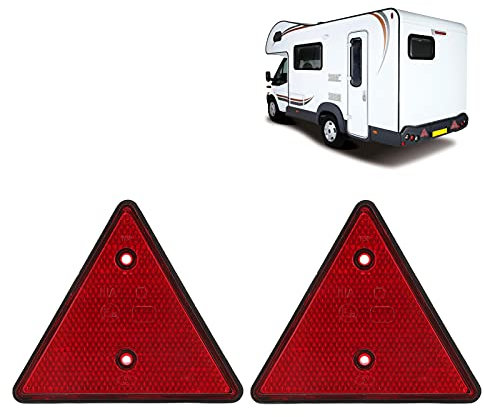 Tissting 2 Pcs Catarifrangenti Triangolari, 16 x 14 cm Triangolo di Avvertenza Riflettore Triangolare per Rimorchio Plastica Rossa con Doppio Foro, Triangolo Emergenza per Rimorchio Roulotte Camper
