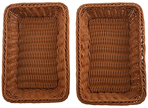 Solimery Cesta Rectangular de 2 Piezas para Mesa o Mostrador para Pan, Frutas y Verduras Cestas de Mimbre para Mercados, PanaderíA