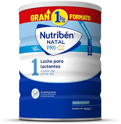 Nutribén Natal Pro Alfa 1 - Leche en Polvo Bebé 1 GRAN FORMATO | Leche de Fórmula para Bebé desde el Primer Día | sin Aceite de Palma | con DHA | 1 Bote de 1KG