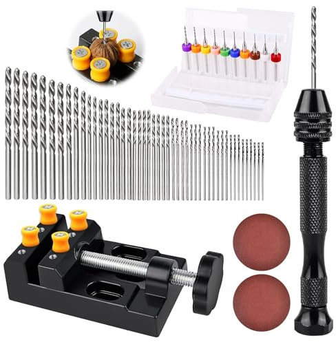 62 Pcs Handbohrer Set Mit 48 Stück Spiralbohrer Bits, Handbohrmaschine, 10 Mini Bohrer Set, Mini Bohrmaschine, Handbohrer Holz 0,3mm-1,2mm Mikro Bohrer Für Diy Drilling Model Making Handbohrmaschine
