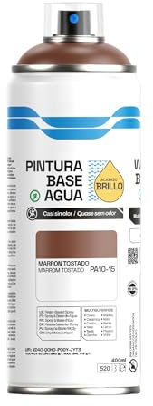 H HANSEL HOME Pintura Spray Base Agua 400ml - Para Muebles, Metal, Plástico y Madera - Ecológica y Sin Olor, Colores Duraderos - Marron Tostado, 1 unidad