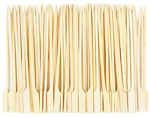 VEYLIN Barbecue Skewers,100pcs Bamboo Wooden Paddle Skewers Bamboo Sticks for BBQ Cocktail Sticks (25cm)