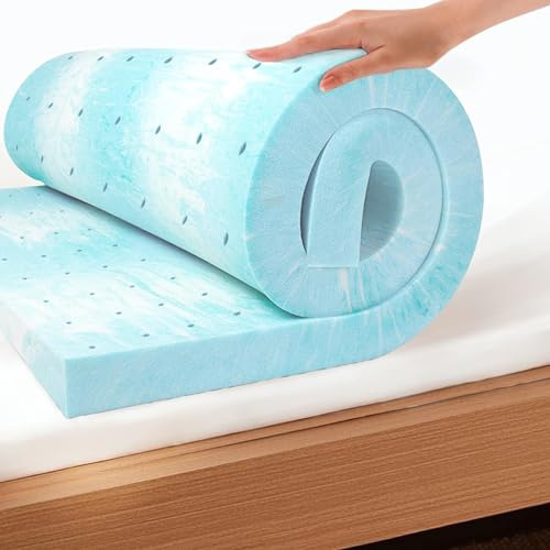 EGO Topper 3 Inch Full Memory Foam Mattress Topper, Cooling Gel Foam Mattress Topper for Pressure Relief, Ventilated Design Bed Topper in a Box, CertiPUR-US Certified, 54×75, Medium