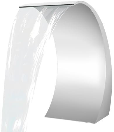 FontäNe de acero inoxidable para piscina, ducha de flujo, cascada, fuente para estanques de jardín, estanques de patio o piscina, arroyos de agua, jardín, piscina, color plateado, 30 x 60 cm