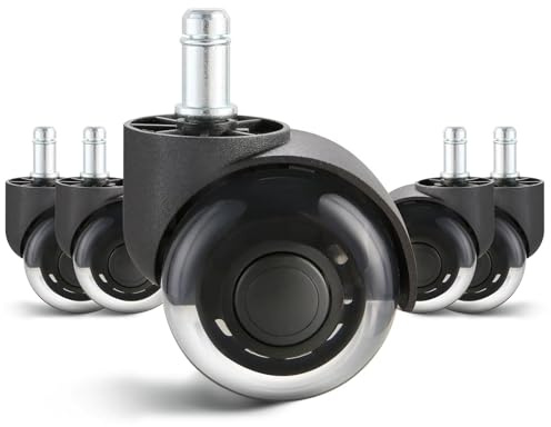 Set di 5 pulegge for sedia da ufficio da 2/3 pollici - Ruote a doppia sfera mute adatte for pavimenti in legno duro/moquette, rotelle universali for sedie da gioco(2 in Double Wheels)