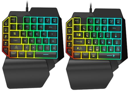 SHINEOFI Clavier Mécanique Compact RGB Rétroéclairé de Main Portable pour Jeux et Usage Domestique