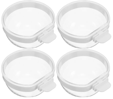 Gatuida 4 pièces Bol Transparent Antidébordement pour Perroquets Mangeoire Suspendue Amovible Distributeur Eau et Nourriture pour Perruches Petit Animal Réutilisable