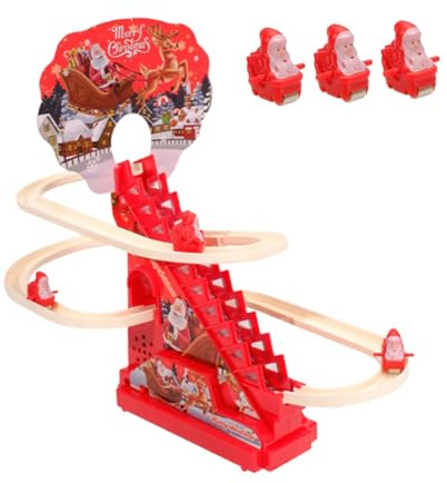SZLIFE 6 Pièces Santa Climbing Track Jouet Électrique Interactif de Noël avec Figurines Père Noël Piste d'Escalade Toboggan Amusant Matériau PP Solide, avec 6 Figurines de Père Noël