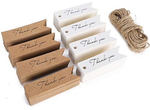 Changor 400 St Tacketiketter Kraftpappers Presentetiketter Brunt Vitt Snöre Gör-det-själv-dekoration för Handgjorda Föremål