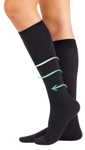 CALZITALY CALCETINES MEDICOS DE ALGODÓN | MEDIAS HASTA LA RODILLA A COMPRESIÓN GRADUADA FUERTE | 15-21mm/Hg | CALCETERÍA ITALIANA |