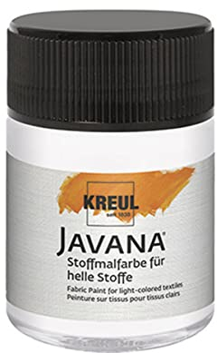 KREUL 91911 - Javana Stoffmalfarbe für helle Stoffe, 50 ml Glas in weiß, geschmeidige Farbe auf Wasserbasis mit cremigem Charakter, dringt fasertief ein, waschecht nach Fixierung