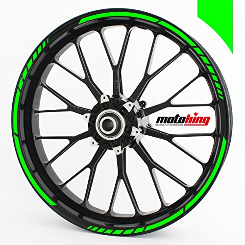 Motoking Felgenrandaufkleber GP im GP-Design passend für 17 Zoll Felgen für Motorrad, Auto & mehr - NEON GRÜN