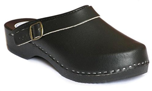 Naturfellshop Holzschuhe Schweden Clogs Echt Leder/Holz Sohle/Holzclogs Pantoletten (40)