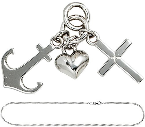 Jobo Kinder-Anhänger Glaube Liebe Hoffnung aus 925 Sterling Silber mit Kette 42 cm