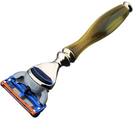 Haryali London 5 Edge Razor with Horn Replica Handle Razor and Leather Case