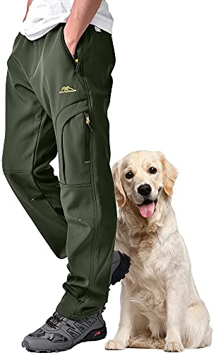 Toomett Men's snow Pants waterproof Skiing Winter Insulated Soft Shell Outdoor fleece lined cargo Hiking Pants with zipper pockets,MH4409,Army,36